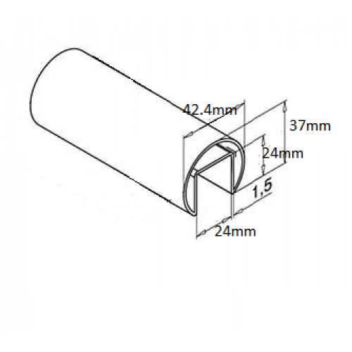 Slotted Tube Round 42.4 x 1.5mm ***6mtrs long***  Grade 316 Satin